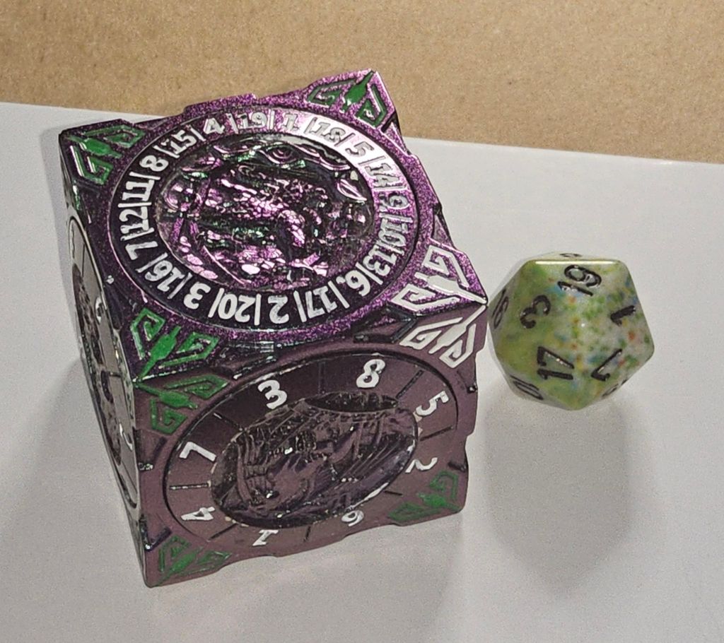 7-in-1dice cube. 20-sided spinner. 8-sidded spinner. 20-sided polyhedral gaming dice. 