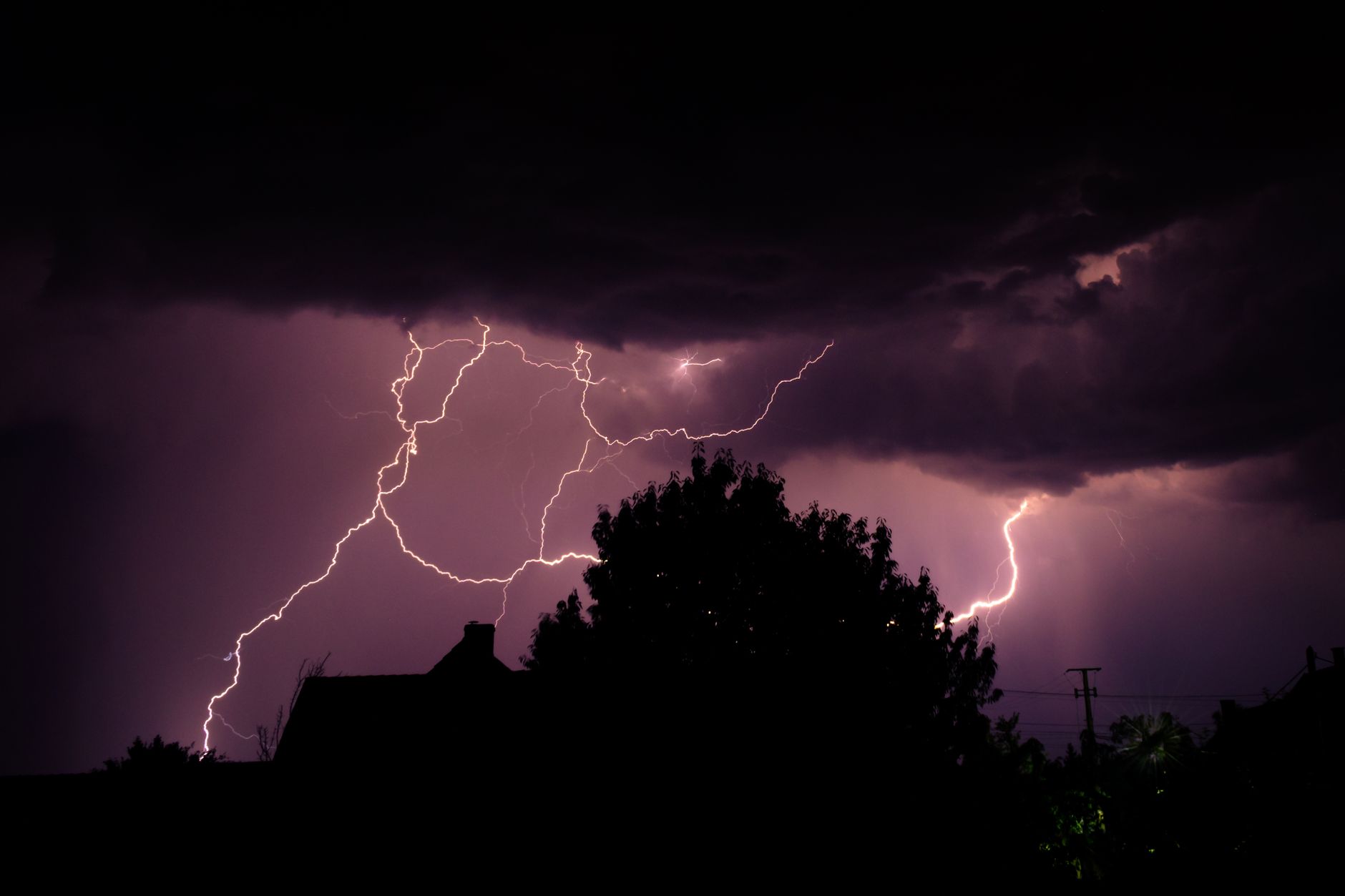 Dark Thunderstorm clouds with lightning.